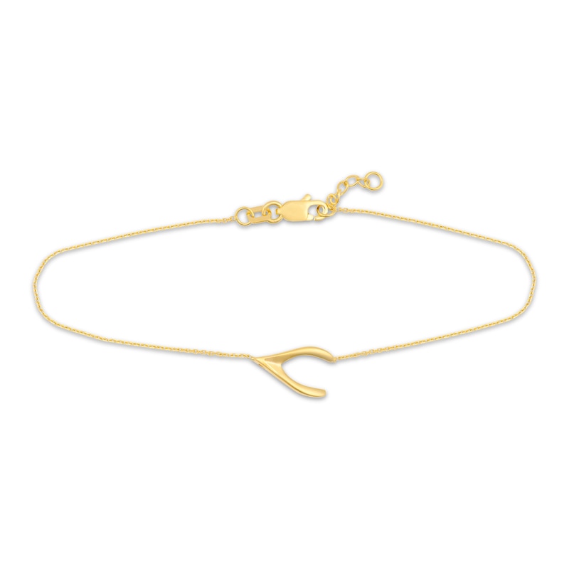 Main Image 1 of Sideways Wishbone Bracelet 14K Yellow Gold 7"