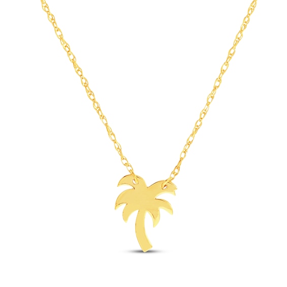 Palm Tree Necklace 14K Yellow Gold 18"