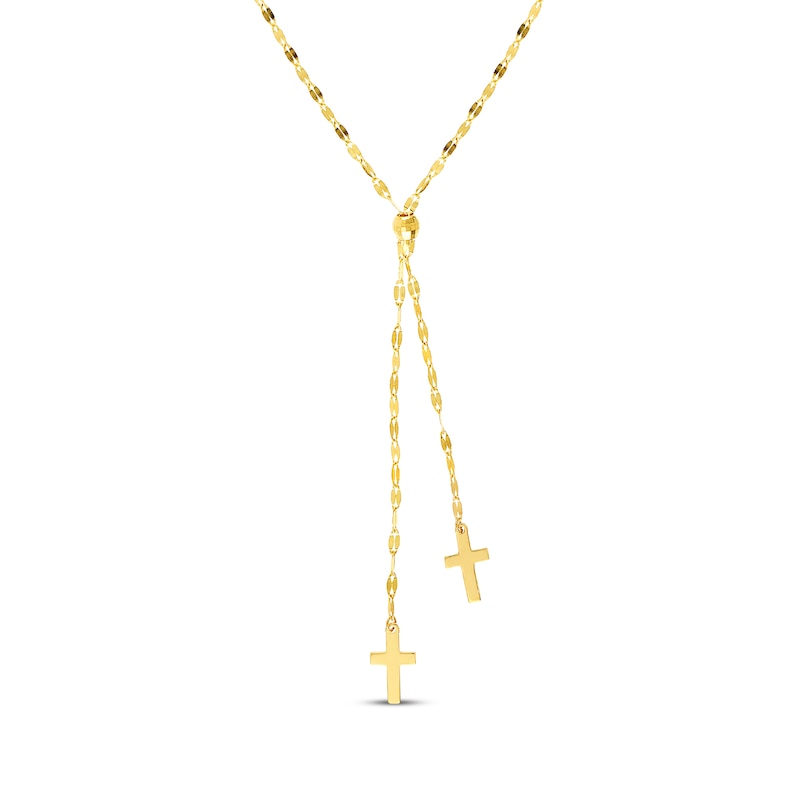 Main Image 1 of Lariat Cross Necklace 14K Yellow Gold 18"