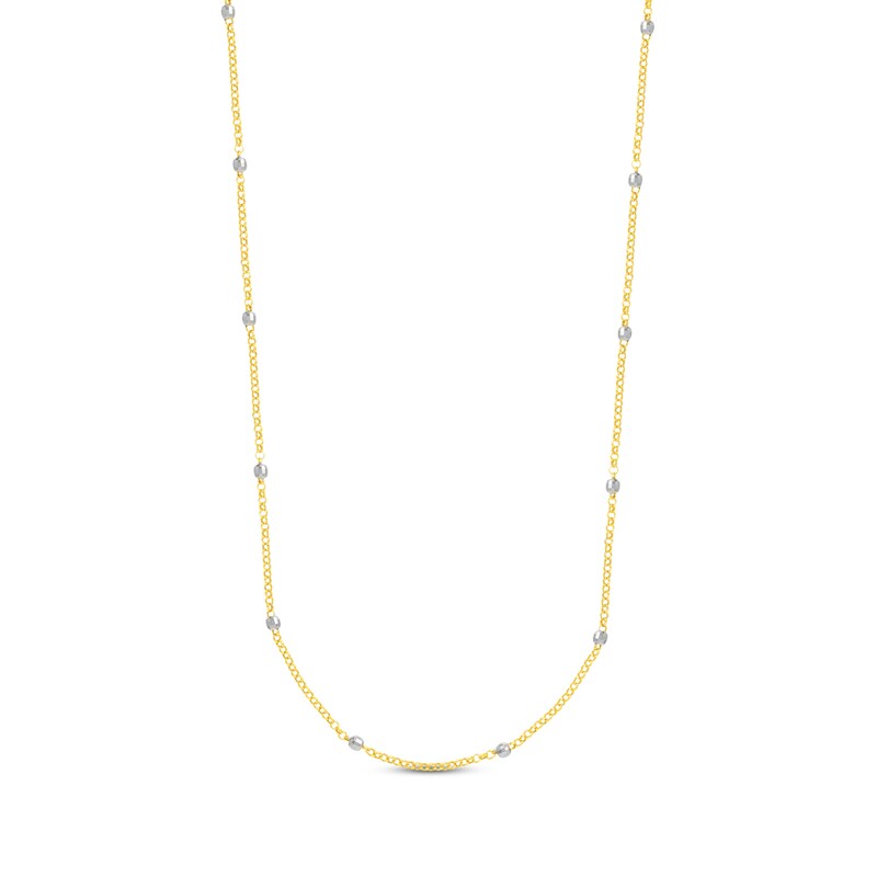 Main Image 1 of Faceted Bead Station Chain Necklace 14K Two-Tone Gold 36"