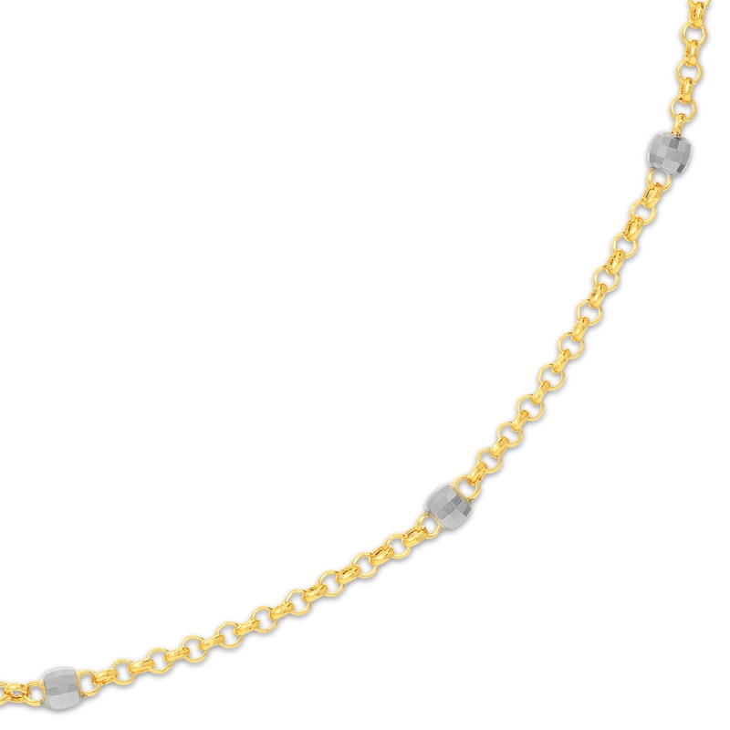 Main Image 2 of Faceted Bead Station Chain Necklace 14K Two-Tone Gold 36"