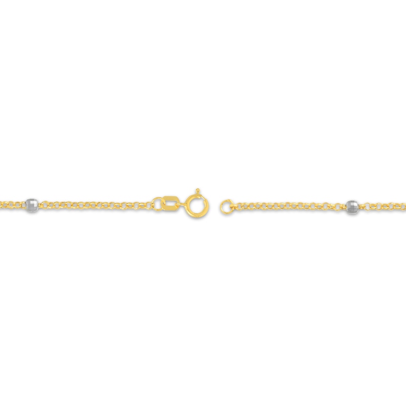 Main Image 3 of Faceted Bead Station Chain Necklace 14K Two-Tone Gold 36"