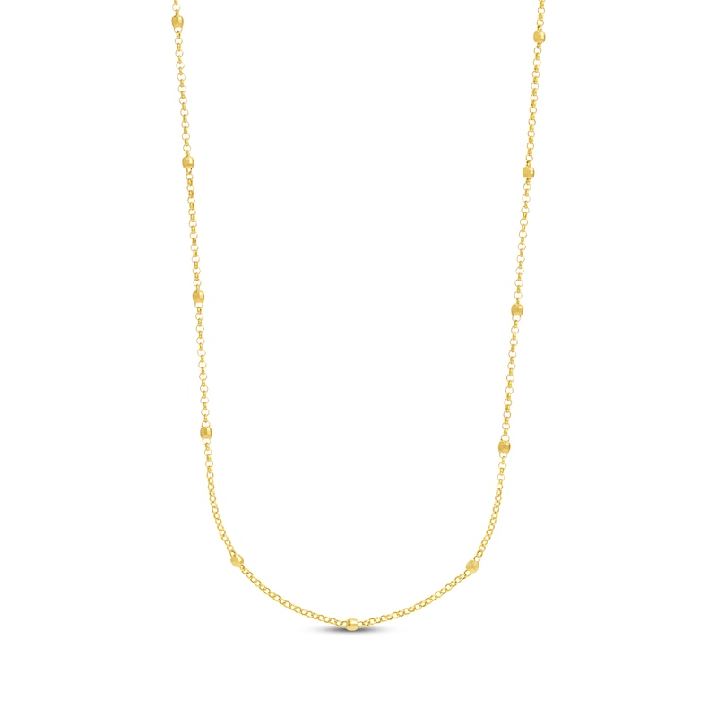 Main Image 1 of Faceted Bead Station Chain Necklace 14K Yellow Gold 36"