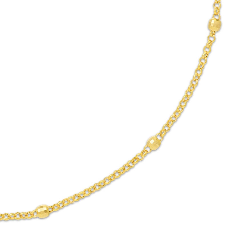 Main Image 2 of Faceted Bead Station Chain Necklace 14K Yellow Gold 36"