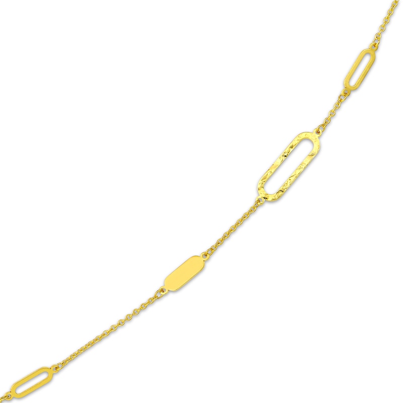 Main Image 2 of Paperclip & Oval Link Station Chain Necklace 14K Yellow Gold 36"