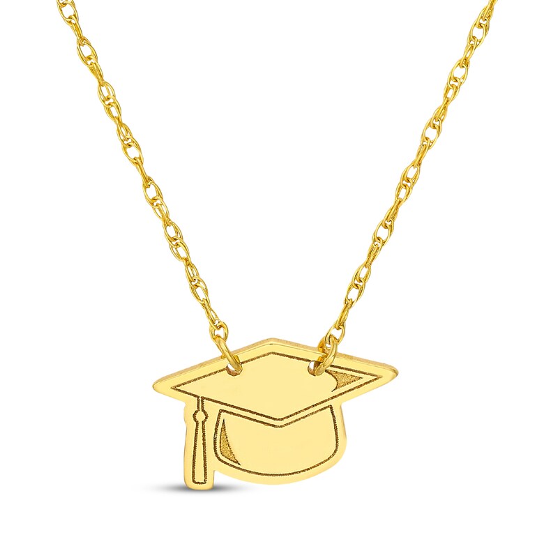 Main Image 1 of Graduation Cap Necklace 14K Yellow Gold 18"
