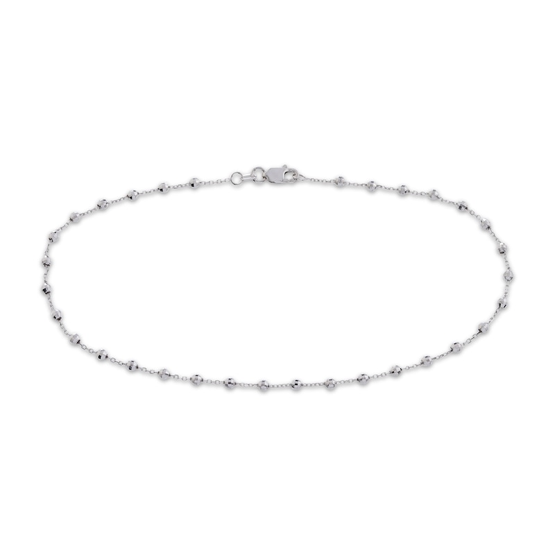 Main Image 1 of Faceted Bead Station Chain Necklace Sterling Silver 36"