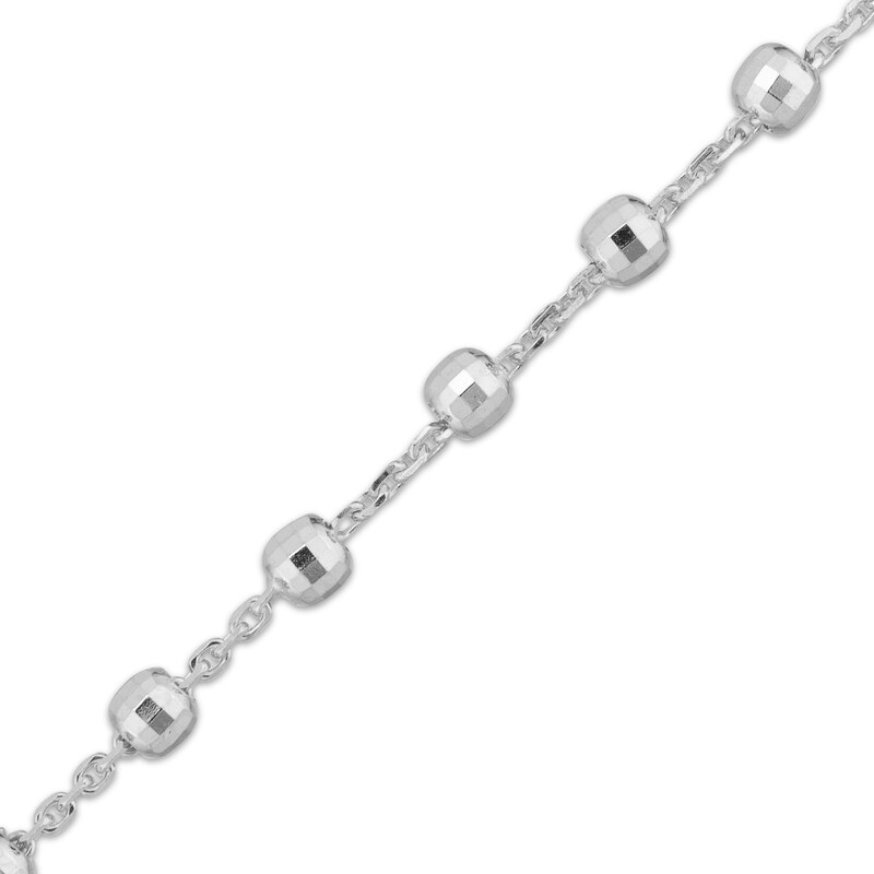 Main Image 2 of Faceted Bead Station Chain Necklace Sterling Silver 36"