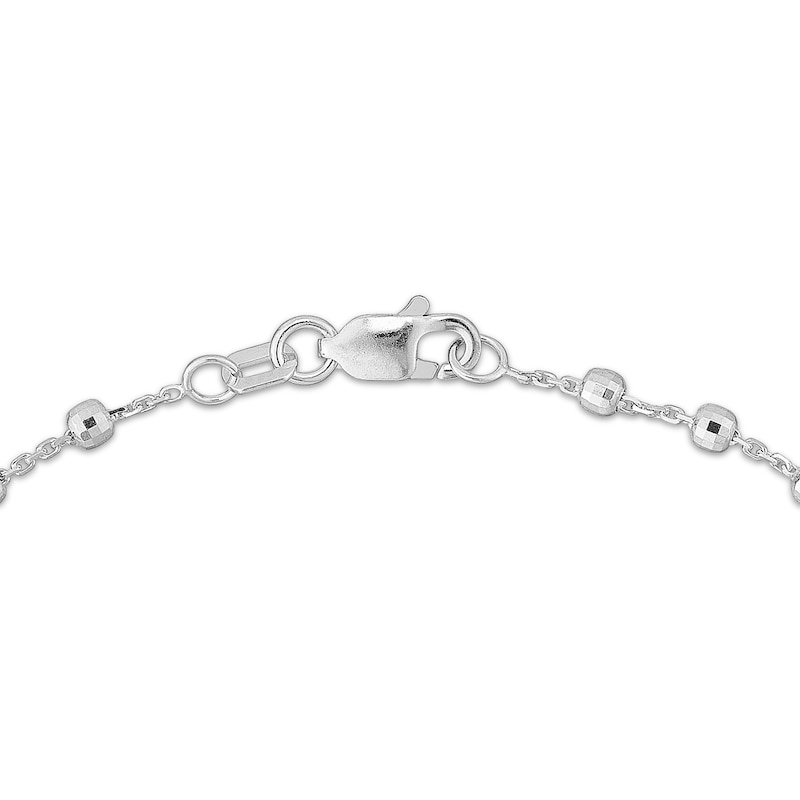 Main Image 3 of Faceted Bead Station Chain Necklace Sterling Silver 36"