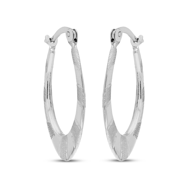 Main Image 2 of Oval Hoop Earrings Sterling Silver