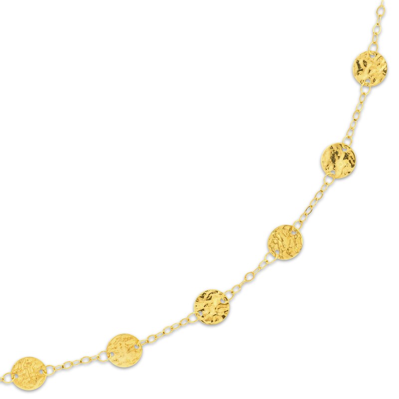Main Image 2 of Hammered Disc Station Chain Necklace 14K Yellow Gold 36"