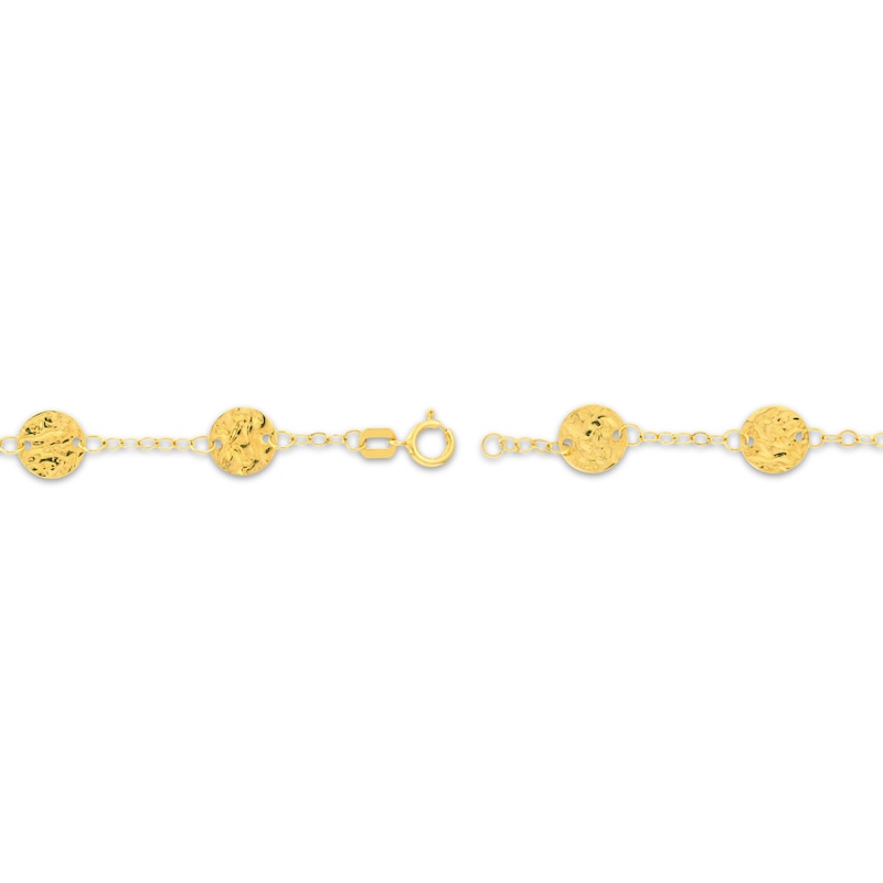 Main Image 3 of Hammered Disc Station Chain Necklace 14K Yellow Gold 36"