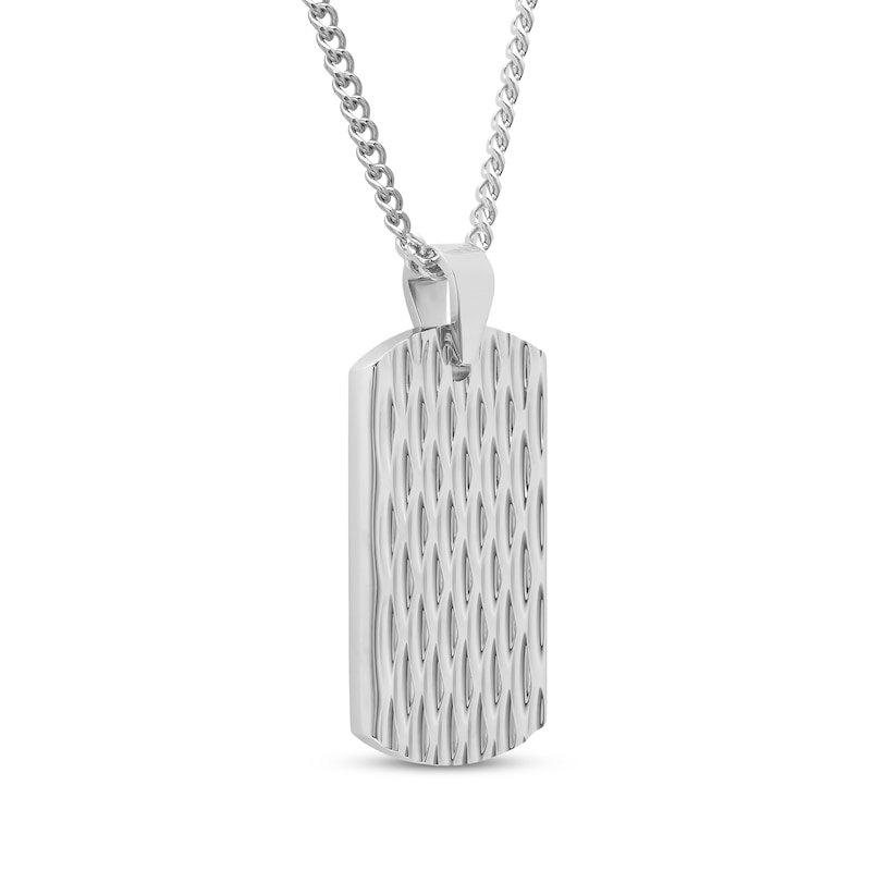 Main Image 2 of Men's Textured Dog Tag Necklace Stainless Steel 24"
