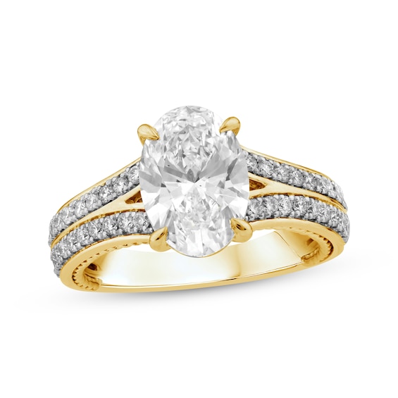 Threads of Love Oval-Cut Lab-Grown Diamond Engagement Ring 3 ct tw 14K Yellow Gold