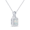 Thumbnail Image 2 of Octagon-Cut Lab-Created Opal & White Lab-Created Sapphire Necklace Sterling Silver 18"