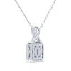 Thumbnail Image 3 of Octagon-Cut Lab-Created Opal & White Lab-Created Sapphire Necklace Sterling Silver 18"