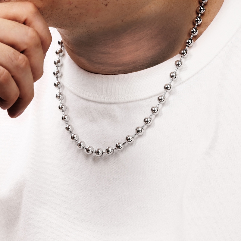 Main Image 4 of Bead Chain Necklace 8mm Solid Stainless Steel 20"