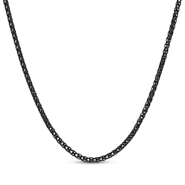 Wheat Chain Necklace 3mm Black Ion-Plated Solid Stainless Steel 20"