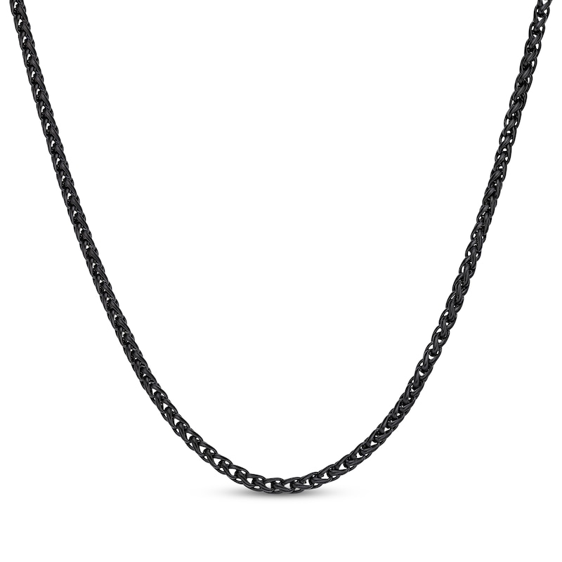 Main Image 1 of Wheat Chain Necklace 3mm Black Ion-Plated Solid Stainless Steel 24"
