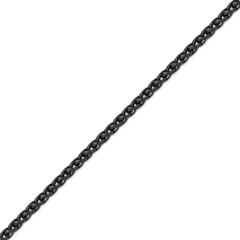 Main Image 2 of Wheat Chain Necklace 3mm Black Ion-Plated Solid Stainless Steel 24"