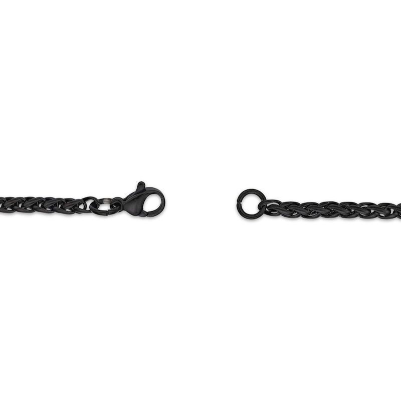 Main Image 3 of Wheat Chain Necklace 3mm Black Ion-Plated Solid Stainless Steel 24"