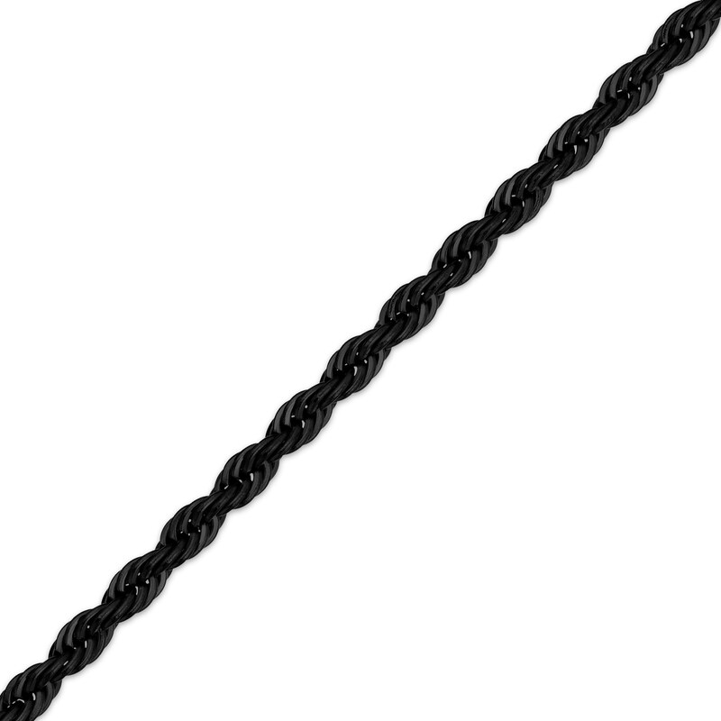 Main Image 2 of Rope Chain Necklace 3mm Black Ion-Plated Solid Stainless Steel 24"