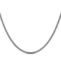 Curb Chain Necklace 2mm Black Ion-Plated Solid Stainless Steel 20"