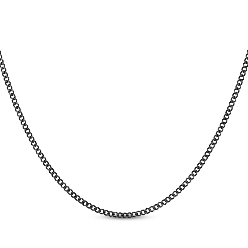 Main Image 1 of Curb Chain Necklace 2mm Black Ion-Plated Solid Stainless Steel 20"