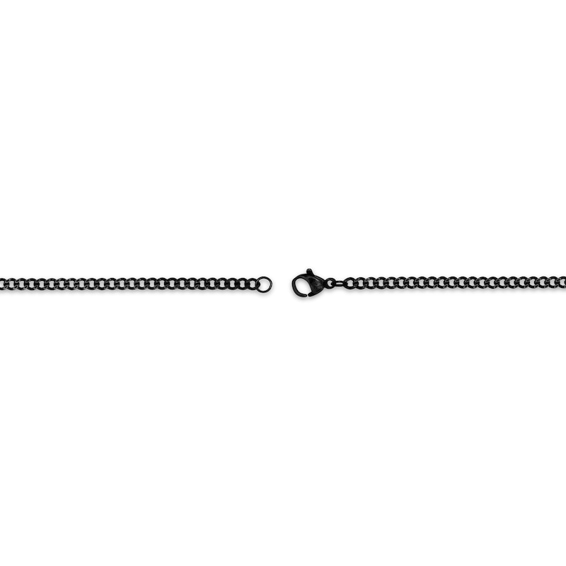 Main Image 3 of Curb Chain Necklace 2mm Black Ion-Plated Solid Stainless Steel 20"