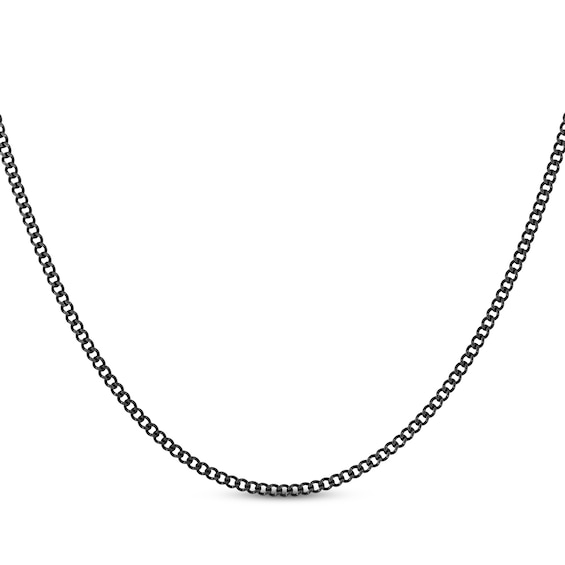 Curb Chain Necklace 2mm Black Ion-Plated Solid Stainless Steel 22"