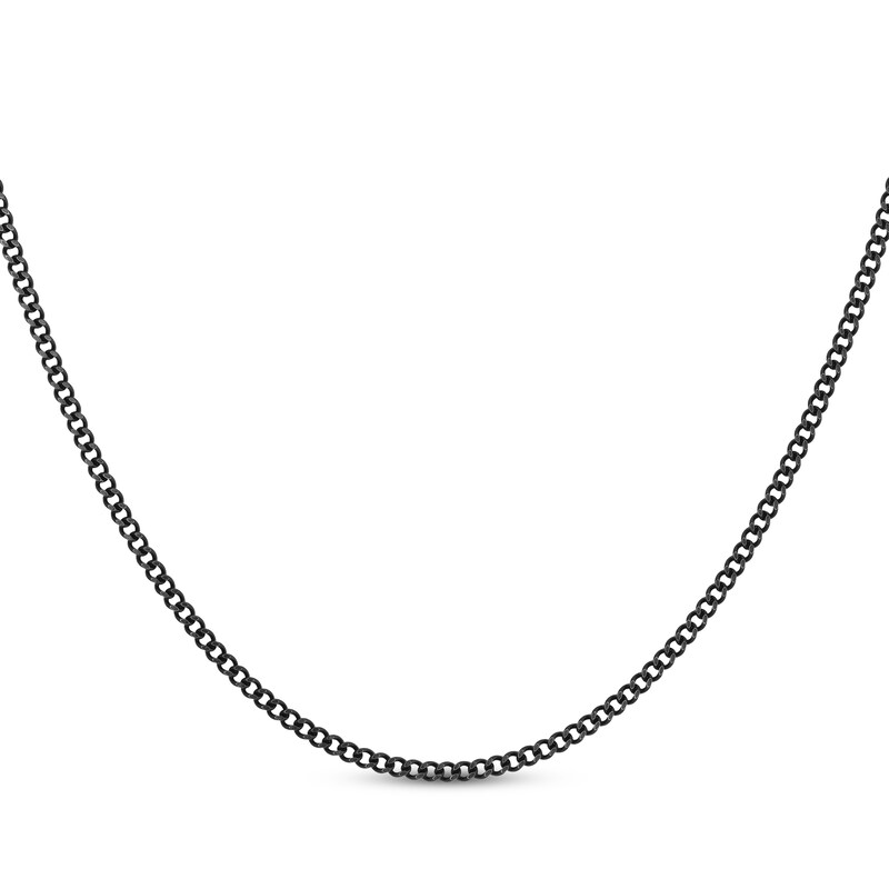Main Image 1 of Curb Chain Necklace 2mm Black Ion-Plated Solid Stainless Steel 24"