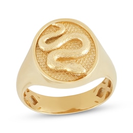 Men's Snake Signet Ring 10K Yellow Gold