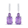 Thumbnail Image 2 of Emerald-Cut Amethyst & White Lab-Created Sapphire Dangle Earrings Sterling Silver