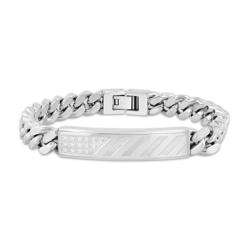 Main Image 1 of Men's Stars & Stripes ID Bracelet Stainless Steel 8.5"