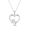 Thumbnail Image 1 of Heart-Shaped White Lab-Created Sapphire Paw Print Heart Necklace Sterling Silver 18"