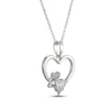 Thumbnail Image 2 of Heart-Shaped White Lab-Created Sapphire Paw Print Heart Necklace Sterling Silver 18"