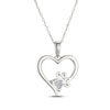 Thumbnail Image 3 of Heart-Shaped White Lab-Created Sapphire Paw Print Heart Necklace Sterling Silver 18"