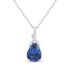 Thumbnail Image 1 of Pear-Shaped Blue Lab-Created Sapphire & White Lab-Created Sapphire Necklace Sterling Silver 18"