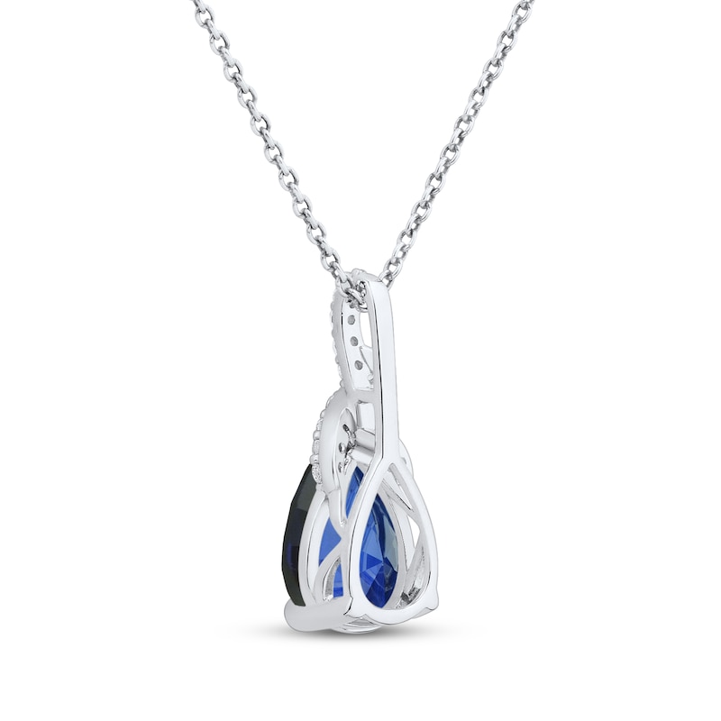 Main Image 3 of Pear-Shaped Blue Lab-Created Sapphire & White Lab-Created Sapphire Necklace Sterling Silver 18"