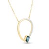 Thumbnail Image 2 of Emerald-Cut London Blue Topaz & Diamond Open Circle Necklace 1/10 ct tw 10K Yellow Gold 17"
