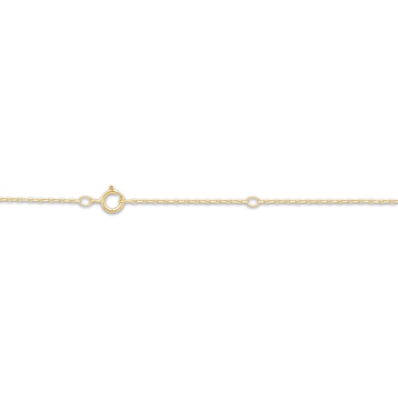 Main Image 4 of Emerald-Cut London Blue Topaz & Diamond Open Circle Necklace 1/10 ct tw 10K Yellow Gold 17"