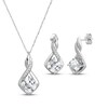 Thumbnail Image 1 of Cushion-Cut White Lab-Created Sapphire Necklace & Earrings Gift Set Sterling Silver