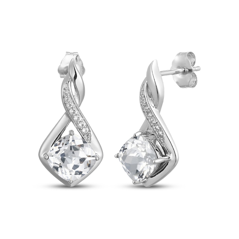 Main Image 3 of Cushion-Cut White Lab-Created Sapphire Necklace & Earrings Gift Set Sterling Silver