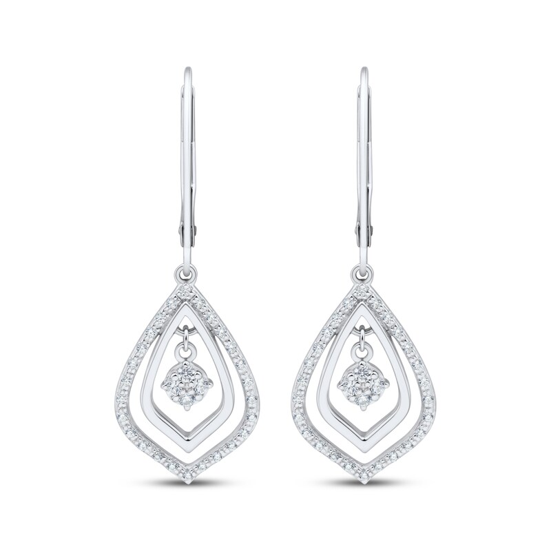 Main Image 2 of Multi-Diamond Teardrop Dangle Earrings 1/4 ct tw Sterling Silver