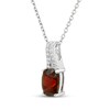 Thumbnail Image 2 of Cushion-Cut Garnet & White Lab-Created Sapphire Drop Necklace Sterling Silver 18"