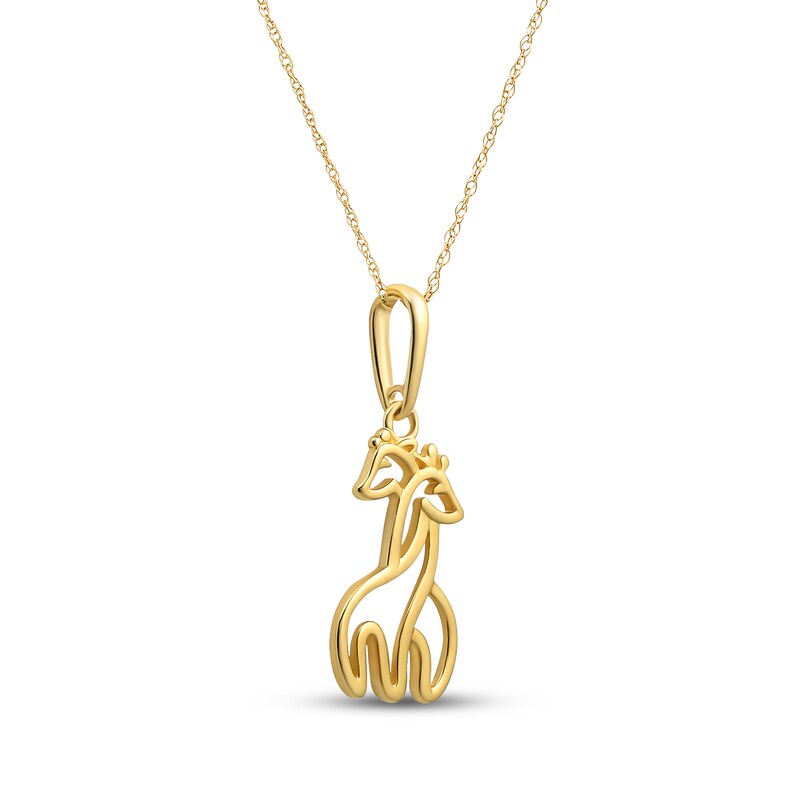 Main Image 2 of Hugging Giraffes Necklace 14K Yellow Gold 18"