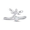Thumbnail Image 3 of Lab-Created Opal & White Lab-Created Sapphire Dragonfly Deconstructed Ring Sterling Silver