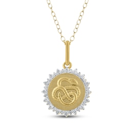 Diamond Snake Halo Necklace 1/4 ct tw 10K Yellow Gold 18"