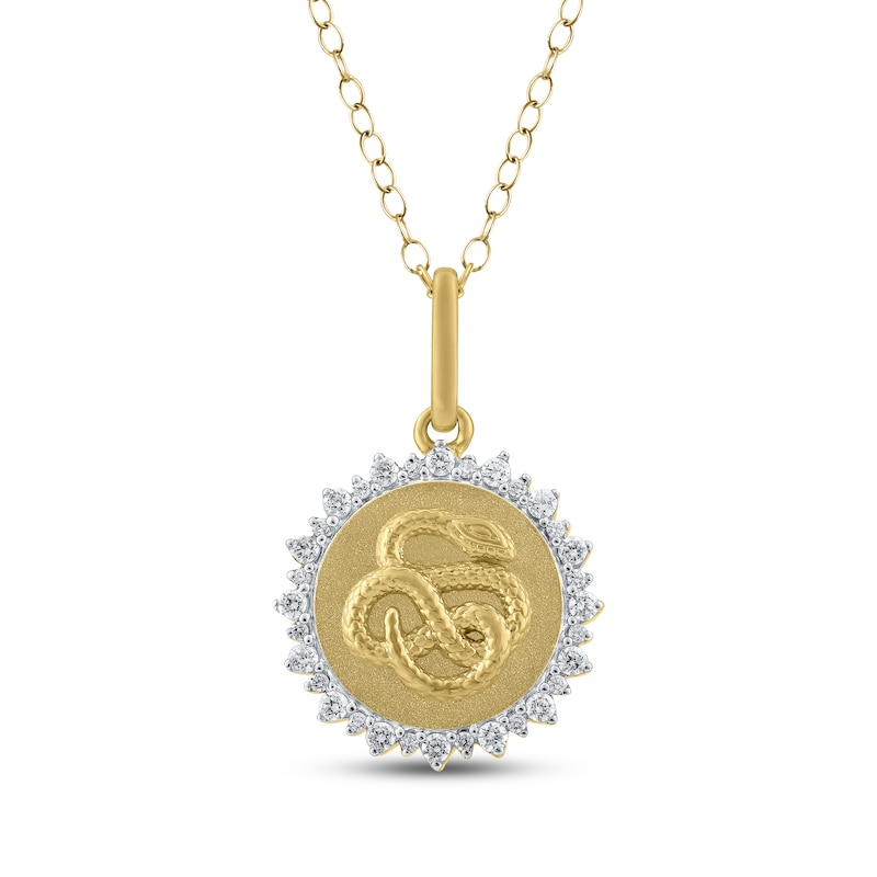 Main Image 1 of Diamond Snake Halo Necklace 1/4 ct tw 10K Yellow Gold 18"