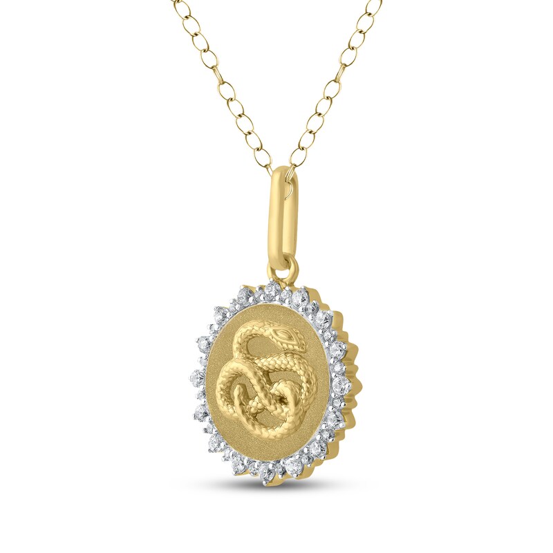 Main Image 2 of Diamond Snake Halo Necklace 1/4 ct tw 10K Yellow Gold 18"
